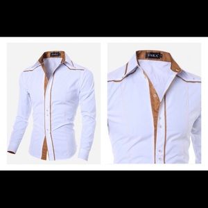 Men Striped Collar Neck Shirt